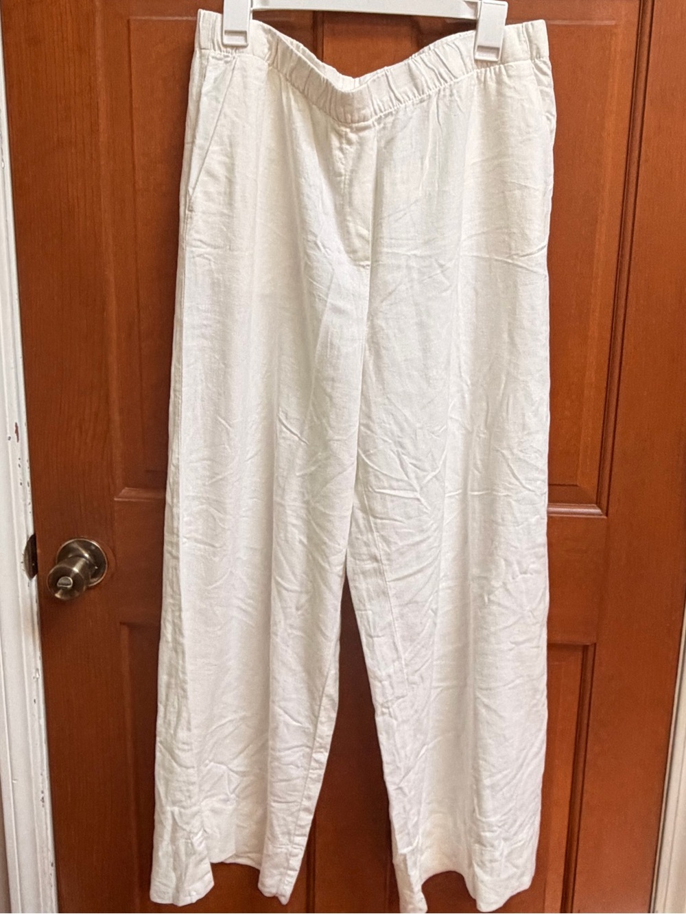H&M Cream Wide-Leg Elastic Waist Pants